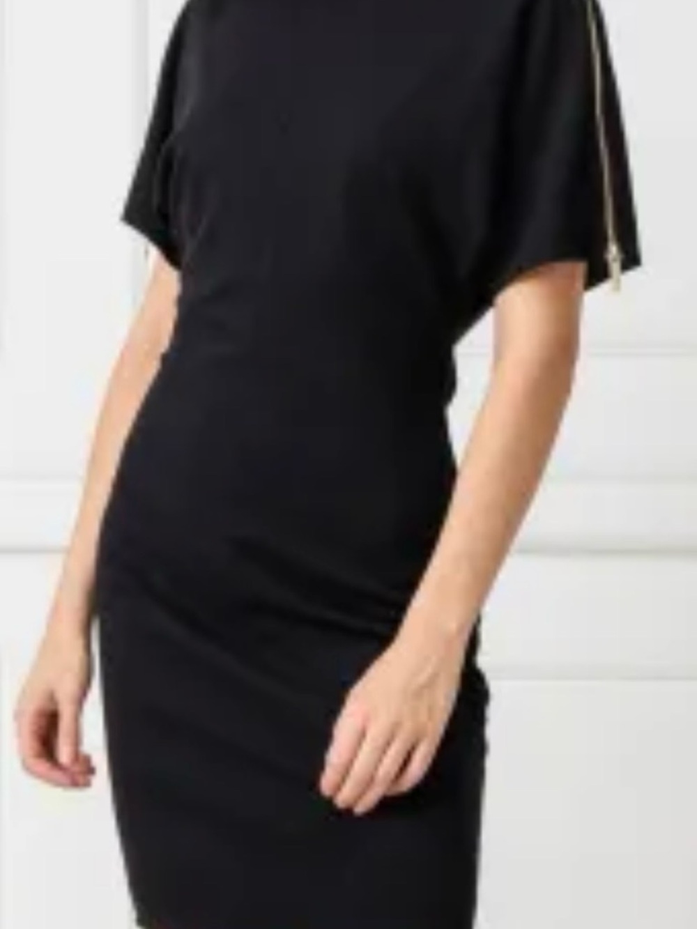 Armani Exchange Black Mini Dress with Zip-Detail Sleeve